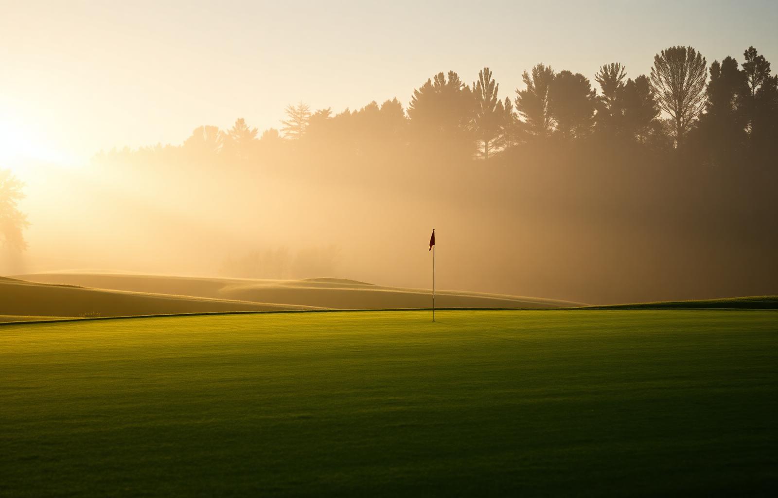 Sunrise on a golf course green